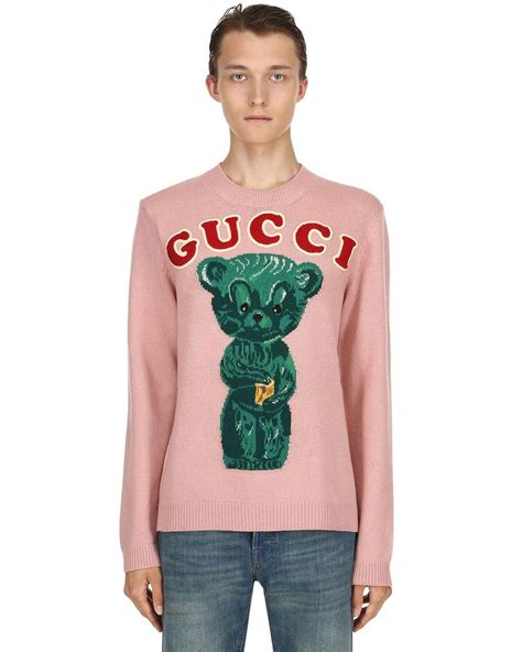 pink gucci sweater green bear|pink Gucci sweatshirt.